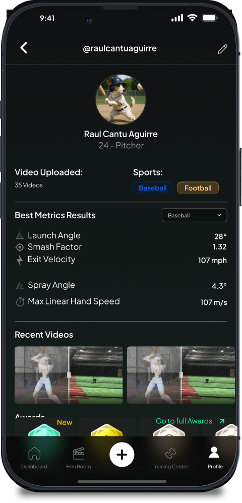 sportFX mobile app showing progress proof and next steps